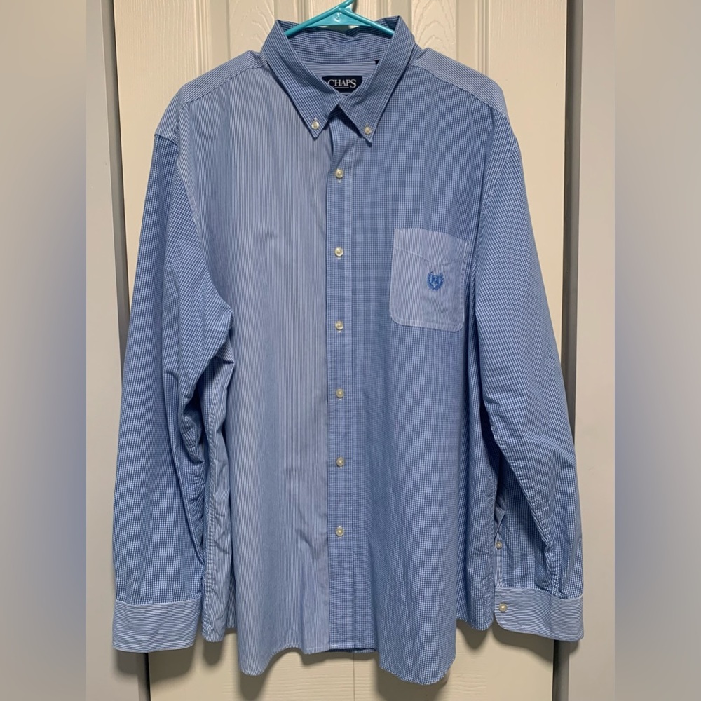 CHAPS Easy Care 2 Toned Striped Dress Shirt Size XXL